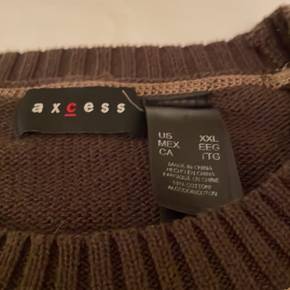 Axcess Mens XXL chocolate‎ Brown Knit/cotton Sweater great condition - Picture 3 of 4